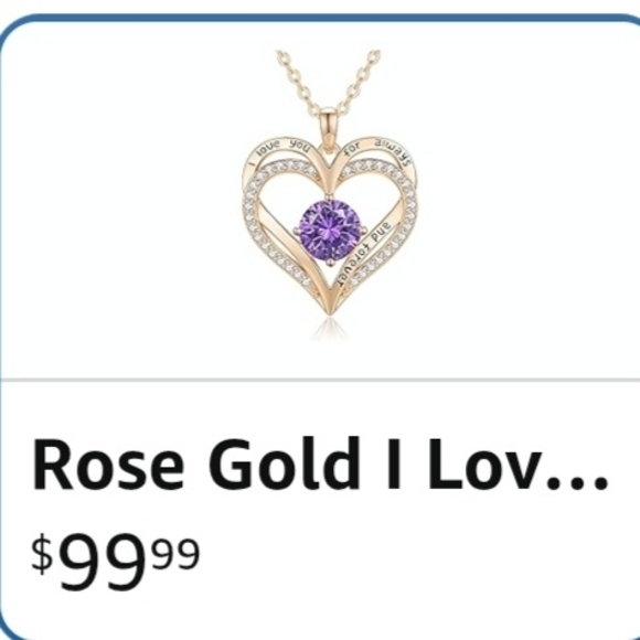 Louisa Secret Rose Gold Heart Pendant Necklace with Purple Stone NIB RV $99 - Picture 9 of 9